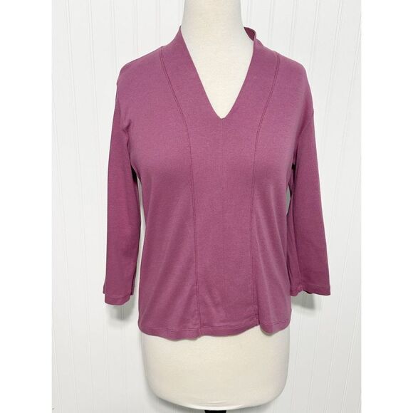 Hasting & Smith Women's V Neck 3/4 Sleeve Pullover Top Pink  Purple Mauve Medium - Picture 8 of 8